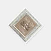 ザ素朴ホワイトフレーム&バーラップ結婚のコレクション スタンダードカクテルナプキン (角)