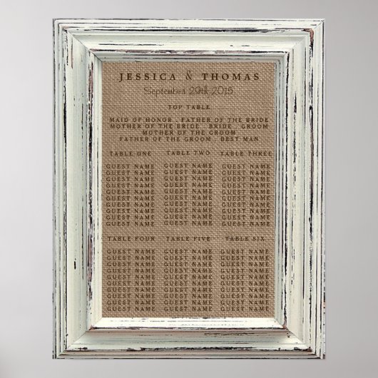 ザ素朴ホワイトフレーム&バーラップ結婚のコレクション ポスター (正面)