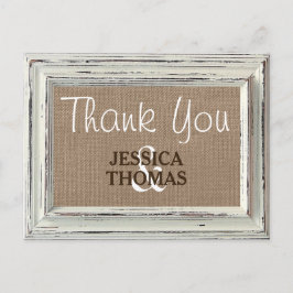 ザ素朴ホワイトフレーム&バーラップ結婚のコレクション ポストカード