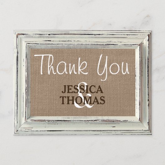 ザ素朴ホワイトフレーム&バーラップ結婚のコレクション ポストカード (正面)