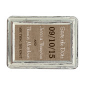 ザ素朴ホワイトフレーム&バーラップ結婚のコレクション マグネット (横)