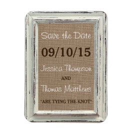 ザ素朴ホワイトフレーム&バーラップ結婚のコレクション マグネット