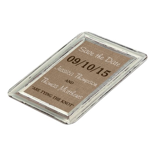 ザ素朴ホワイトフレーム&バーラップ結婚のコレクション マグネット (左側)