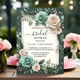 ザ自然ガーデンプラントダークグリーンブライダルシャワー 招待状