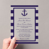 ザ航海のいかりネイビーストライプズ結婚コレクション アクリル招待状 (インサイチュ (ポータブル))