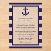 ザ航海のいかりネイビーストライプズ結婚コレクション アクリル招待状 (正面)