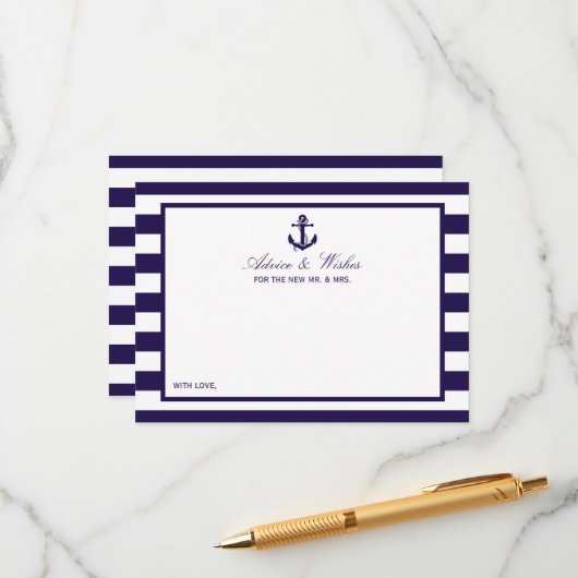 ザ航海のいかりネイビーストライプズ結婚コレクション アドバイスカード (正面/裏面インサイチュ)