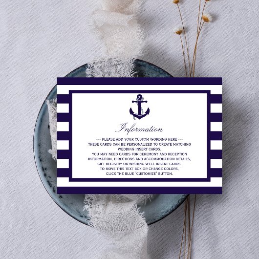 ザ航海のいかりネイビーストライプズ結婚コレクション エンクロージャーカード