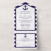 ザ航海のいかりネイビーストライプズ結婚コレクション オールインワン招待状 (内側)