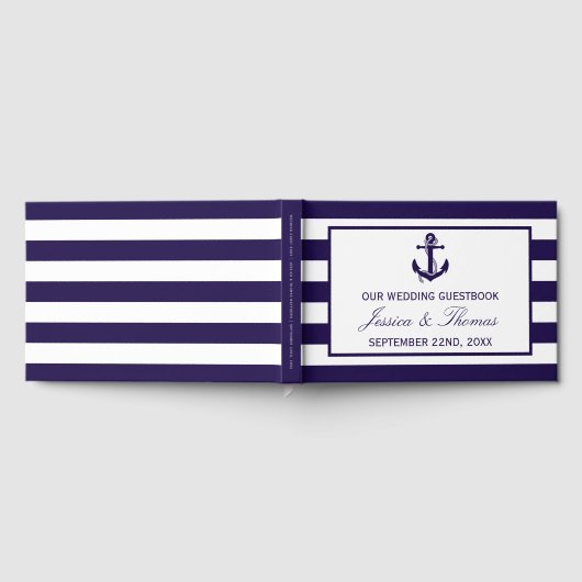 ザ航海のいかりネイビーストライプズ結婚コレクション ゲストブック (全面)