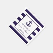 ザ航海のいかりネイビーストライプズ結婚コレクション スタンダードカクテルナプキン (角)