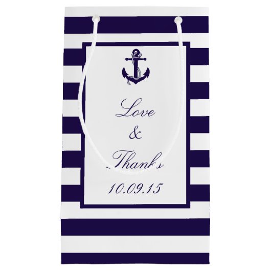 ザ航海のいかりネイビーストライプズ結婚コレクション スモールペーパーバッグ (正面)