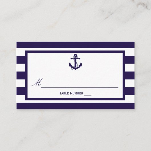 ザ航海のいかりネイビーストライプズ結婚コレクション プレイスカード (正面)