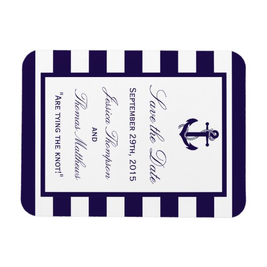 ザ航海のいかりネイビーストライプズ結婚コレクション マグネット (横)