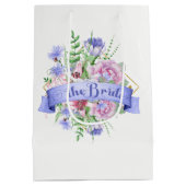 ザ花嫁タイポグラフィ – 水カラーフラワーブーケ ミディアムペーパーバッグ (裏面)