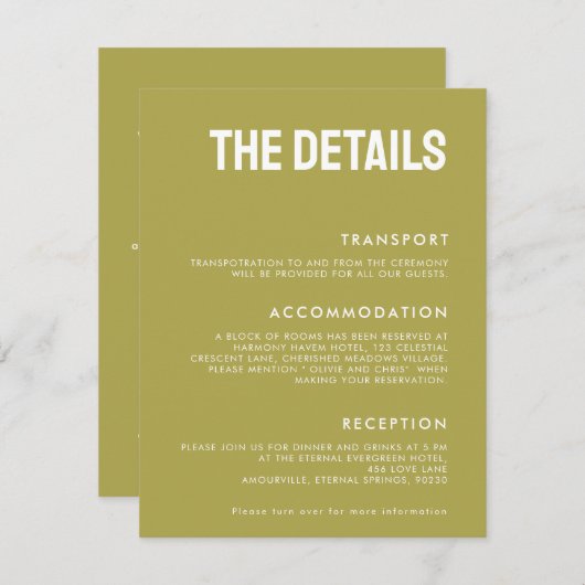 💍ザ詳細ミニマリストエレガントな結婚式 エンクロージャーカード (正面/裏面)