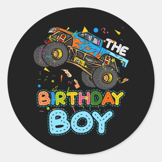 ザ誕生日ボーイモンスタートラックファミリーマッチングパ ラウンドシール (正面)