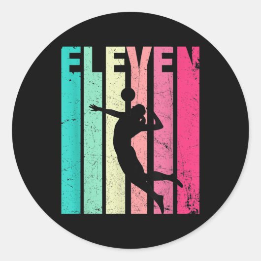 ザ誕生日レトロバレーボール愛好家Years Old Bir ラウンドシール (正面)