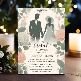 ザ赤面ピーチミントモスサージグリーンブライダルシャワー 招待状