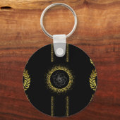 ザ金ゴールドリーフコレクション – 白熱［赤熱］光を放つバラキーリング キーホルダー (正面)