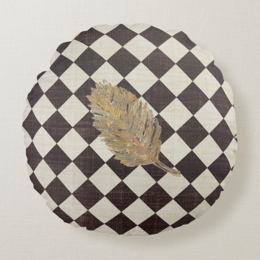 ザ金ゴールドリーフダイヤモンドラウンド装飾用クッション ラウンドクッション (正面)