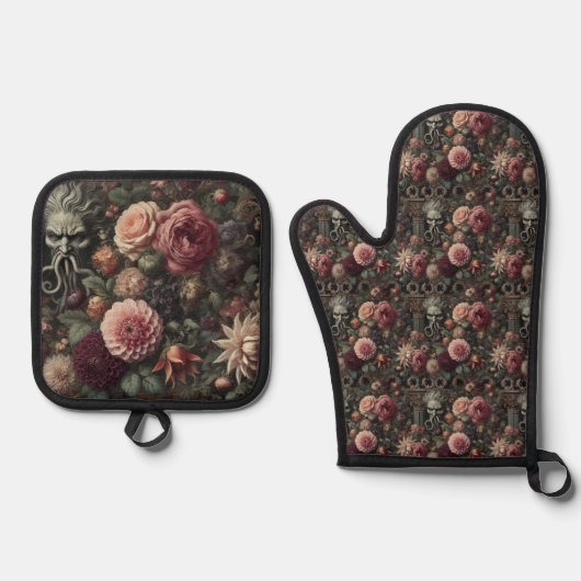 ザ開花イーターの説教 – ゴシックビクトリアン 鍋つかみ&鍋敷きセット (正面)