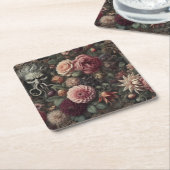 ザ開花イーターの説教 – ゴシック様式のバロックフローラ スクエアペーパーコースター (アングル)