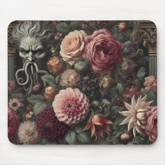 ザ開花イーターの説教 – ゴシック様式のバロックフローラ マウスパッド (正面)