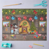 ザ雪だるま霜の降りたクリスマスツリープレゼントサンタ 薄葉紙 (クラフト)