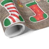 ザ雪だるま霜の降りたクリスマス暖炉ストッキング ラッピングペーパー (ロールコーナー)