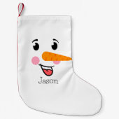 ザ雪だるま霜の降りたハッピー顔 スモールクリスマスストッキング (正面)