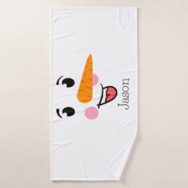 ザ雪だるま霜の降りたハッピー顔 バスタオル