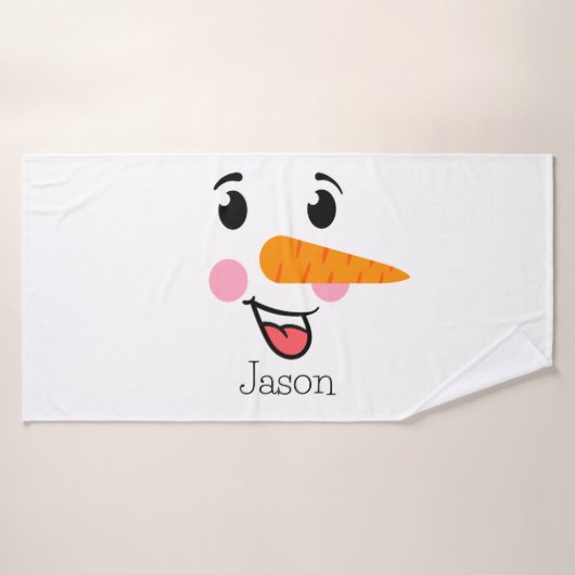 ザ雪だるま霜の降りたハッピー顔 バスタオル (バスタオル)