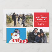 ザ霜の降りた雪だるまホリデーファミリーフォトコラージュ シーズンカード (正面)