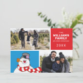 ザ霜の降りた雪だるまホリデーファミリーフォトコラージュ シーズンカード (スタンド正面)