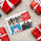 ザ霜の降りた雪だるまホリデーファミリーフォトコラージュ シーズンカード