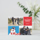 ザ霜の降りた雪だるまホリデーファミリーフォトコラージュ シーズンポストカード (スタンド正面)