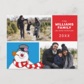 ザ霜の降りた雪だるまホリデーファミリーフォトコラージュ シーズンポストカード (正面)