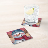 ザ霜の降りた雪だるま紙コースター スクエアペーパーコースター (インサイチュ)