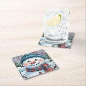 ザ霜の降りた雪だるま紙コースター スクエアペーパーコースター (インサイチュ)