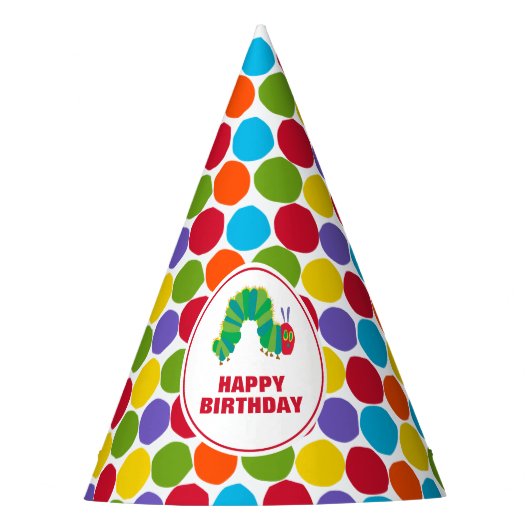 ザ非常に空腹なキャタピラーシャルカルボード誕生日 パーティーハット (正面)