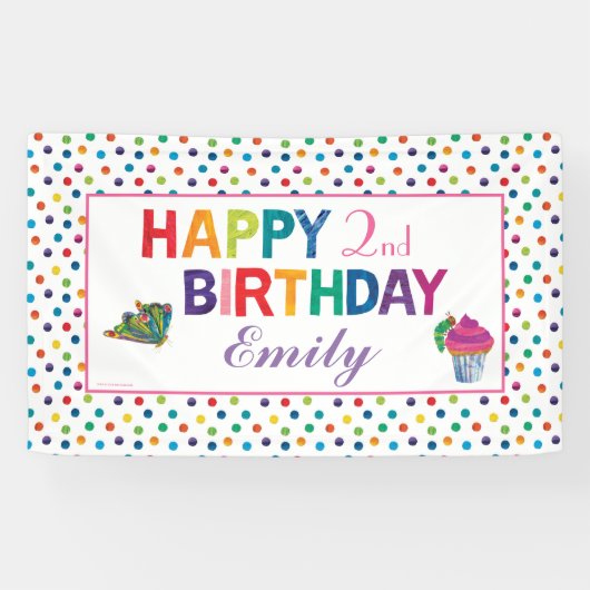 ザ非常に空腹なキャタピラーバタフライ誕生日 横断幕 (横)
