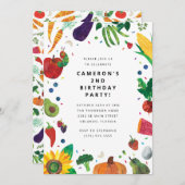 ザ非常に空腹のキャタピラーフルーツ誕生日 招待状 (正面/裏面)