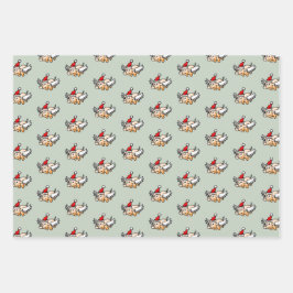 ザ飛んでいるクリスマス豚 ラッピングペーパーシート