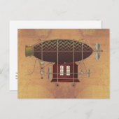 ザ飛行船プチルージュステームパンク飛んでいるマシン ポストカード (正面/裏面)