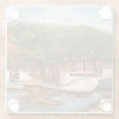 ザ魚釣りヴィレッジオリジナルハンドア色彩の鮮やかートワーク ガラスコースター (裏面)