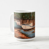 ザ魚釣りヴィレッジオリジナルハンドア色彩の鮮やかートワーク コーヒーマグカップ (正面左)