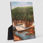 ザ魚釣りヴィレッジオリジナルハンドア色彩の鮮やかートワーク フォトプラーク (側面)