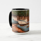 ザ魚釣りヴィレッジオリジナルハンドア色彩の鮮やかートワーク マグカップ (正面左)