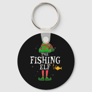 ザ魚釣り小妖精や小人グループマッチングファミリークリスマスFi キーホルダー